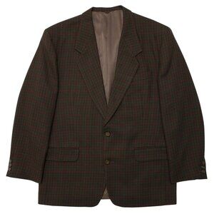 INTERNATIONAL CLUB (Fiji) 70s Plaid Brushed Wool Twill Weave Sport Coat : XXL